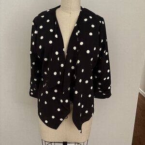 Jules & Leopold Women's Black/White Polka Dot Open Blazer 3/4 Length Sleeves L